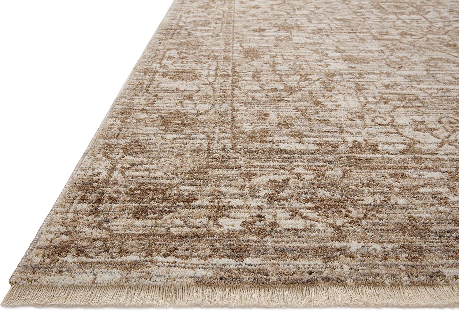 Sorrento Oriental Machine Made Polyester Area Rug in Bark/Natural