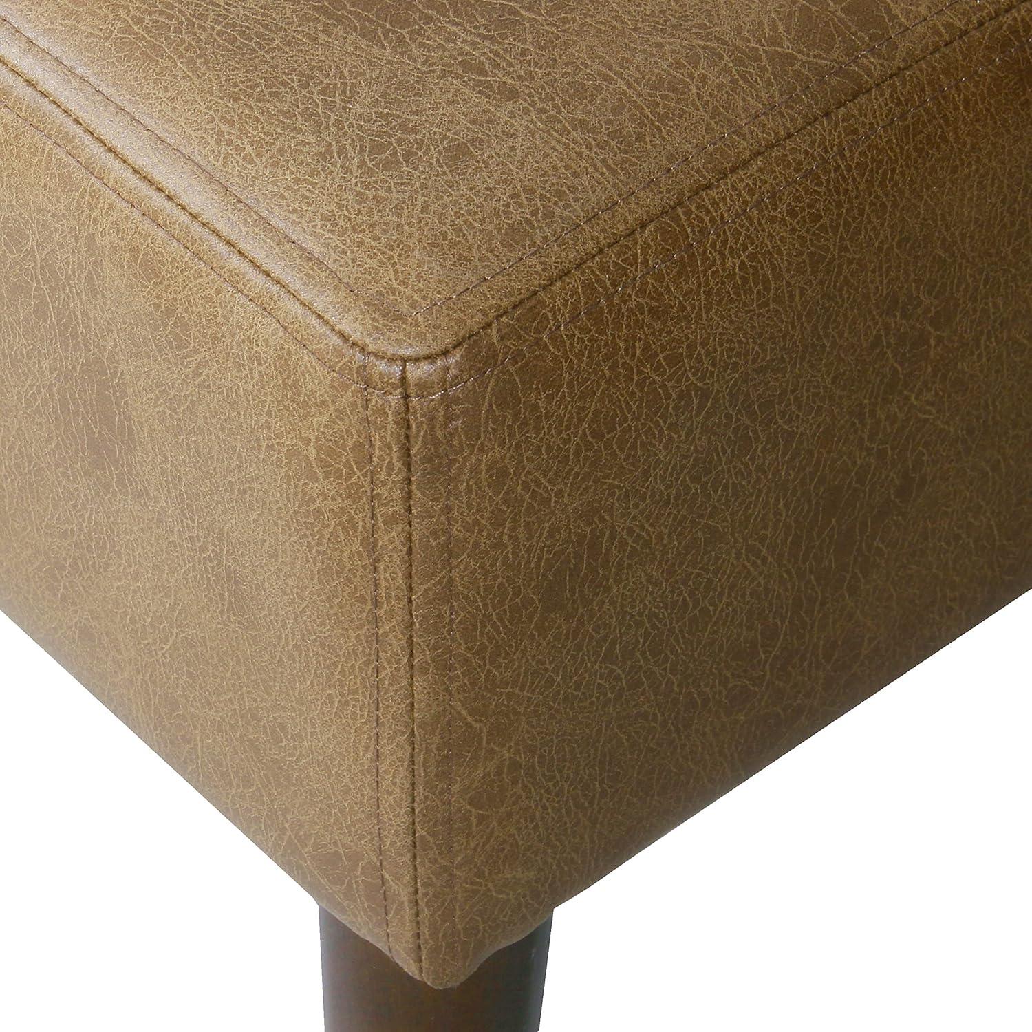 Adryanah Tufted Coffee Table Ottoman Bench - Light Brown Faux Leather