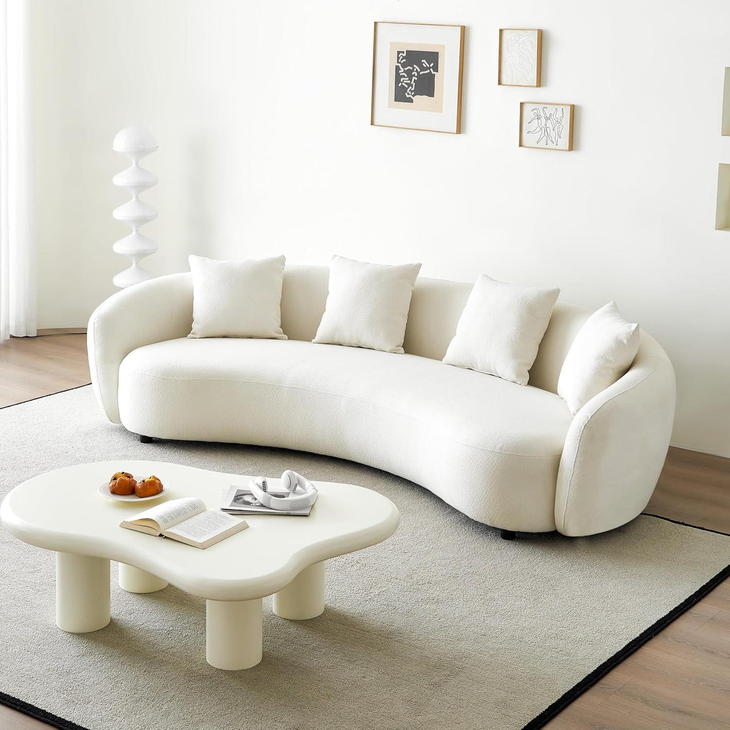 Excellent Future 122.8" Curved Sofa Modern Curved Couch Living Room Modular Sectional Sofa