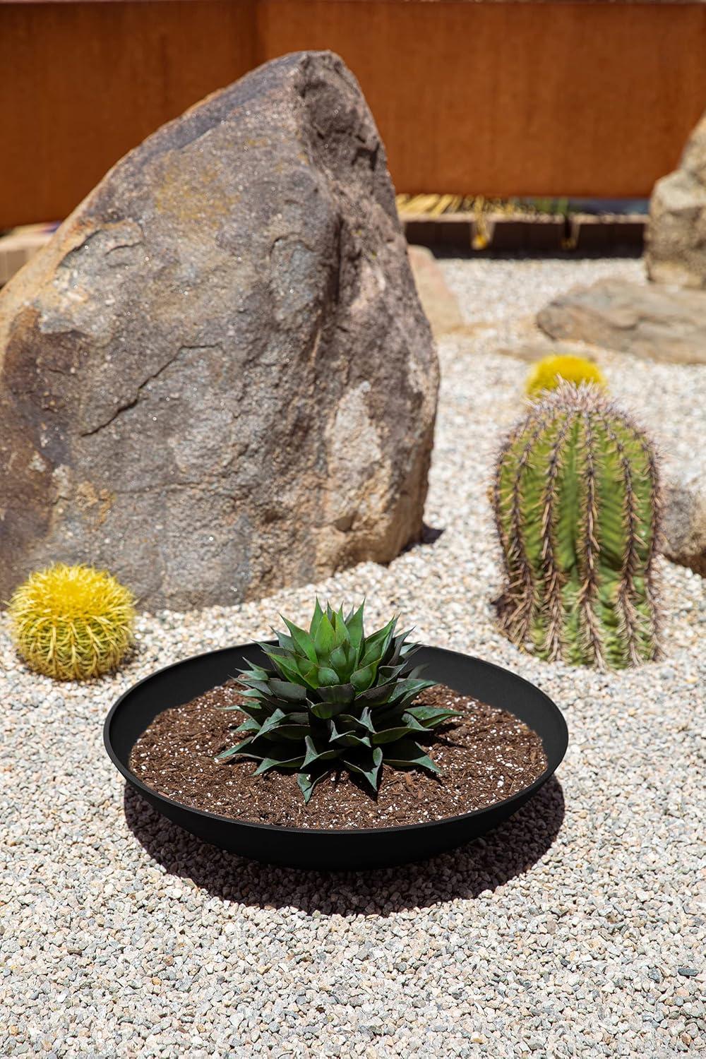 Veradek Mason Series Lane Bowl 24" Plastic-Stone Planter 2-Pack Black