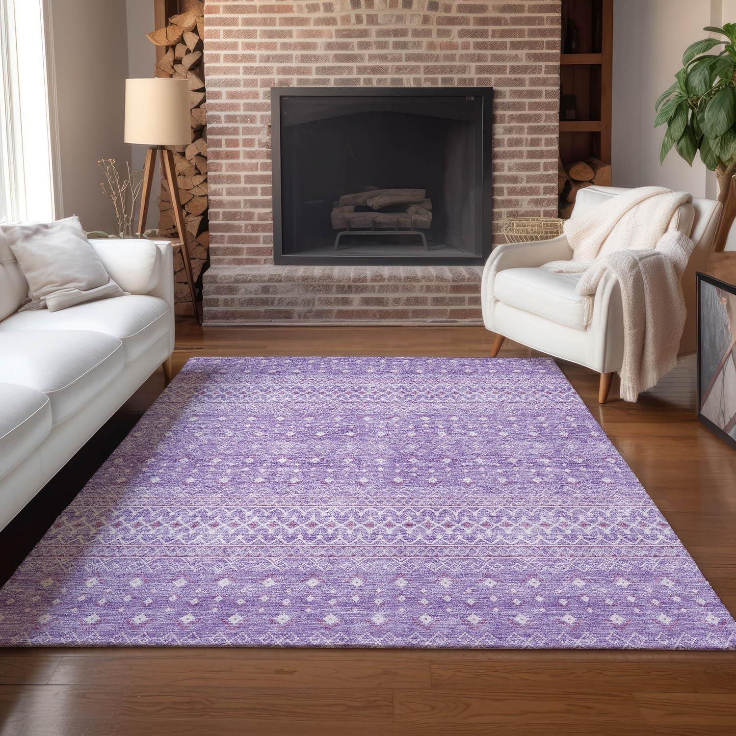 Lavender Flat Woven Synthetic Rectangular Area Rug 3' x 5'