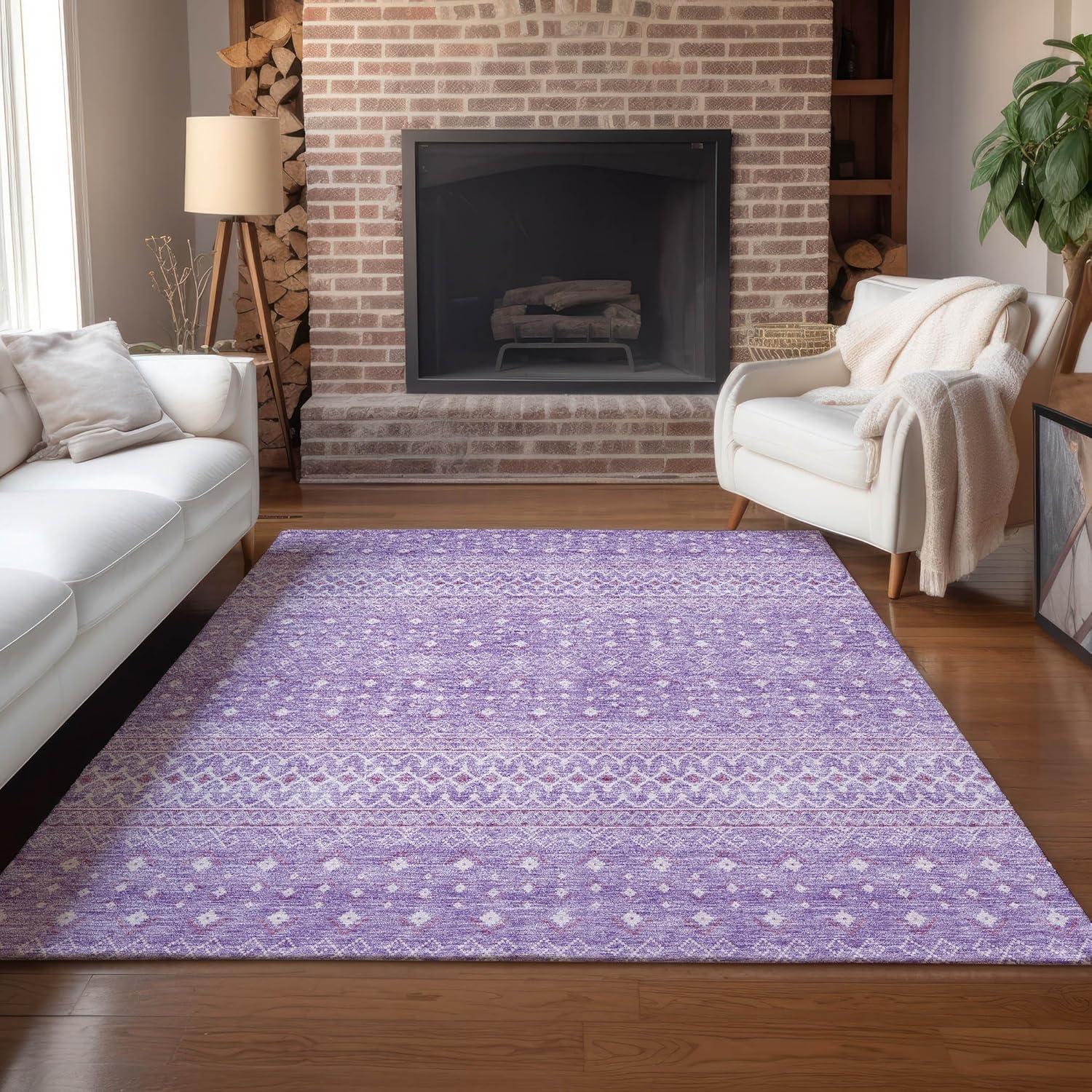 Addison Rugs Chantille Indoor/Outdoor Transitional Boho Lavender Washable Rectangle Rug, 3' x 5'