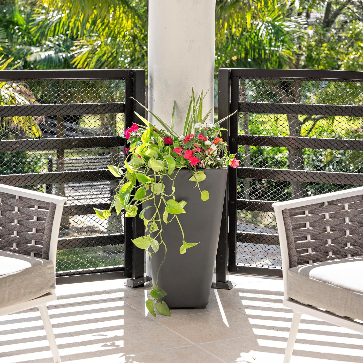 Step2 Step2 Bridgeview Square Tall Tapered Plastic Outdoor Planter
