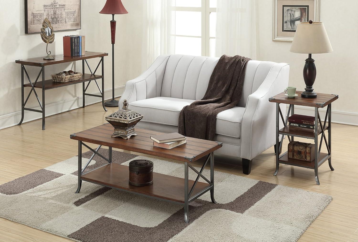 Convenience Concepts Brookline Coffee Table with Shelf, Dark Walnut/Slate Gray