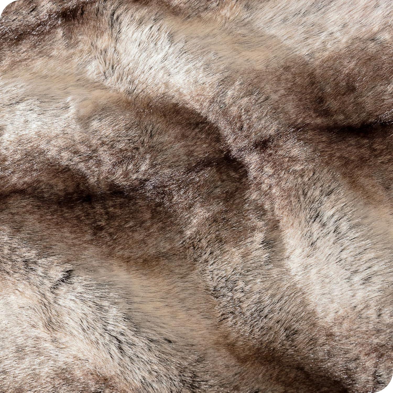 Bare Home Faux Fur Blanket - 47" x 60" - Ultra Soft Fleece - Throw, Ombre Stripe