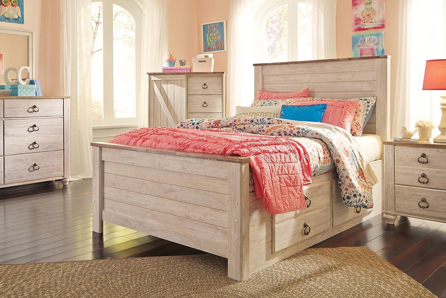 Signature Design by Ashley Casual Willowton Full Panel Headboard  Whitewash