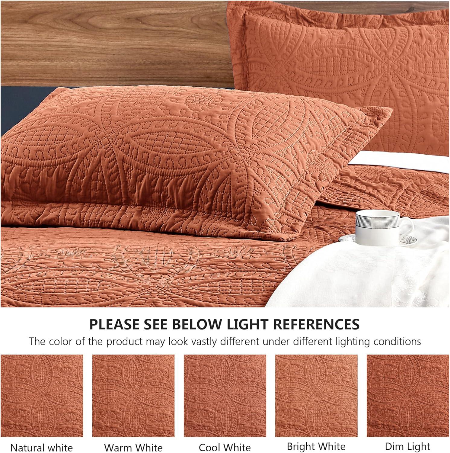 Queen Bed  Bedspreads 3 Piece Coin Pattern Umber - 3 Piece - Full - Queen