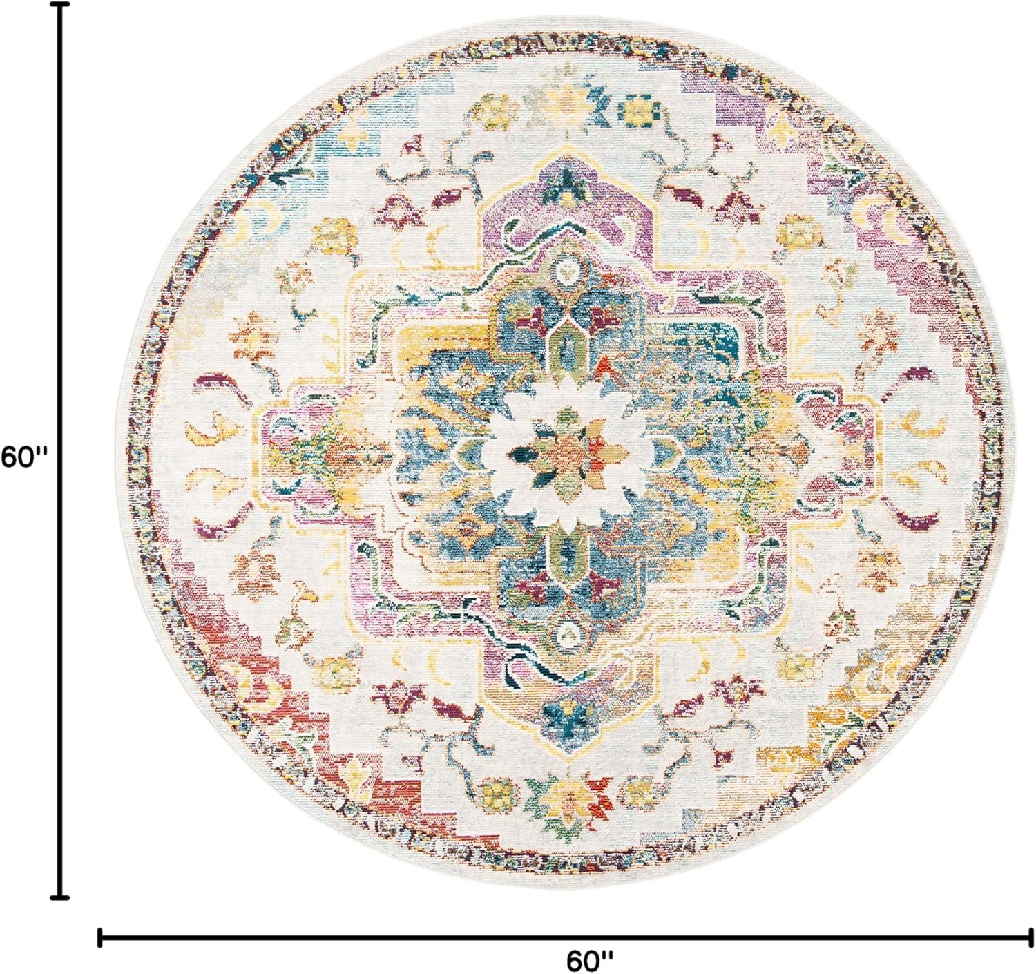 Crystal CRS501 Loomed Indoor Area Rug - Light Blue/Grey - 5'x5' Round - Safavieh