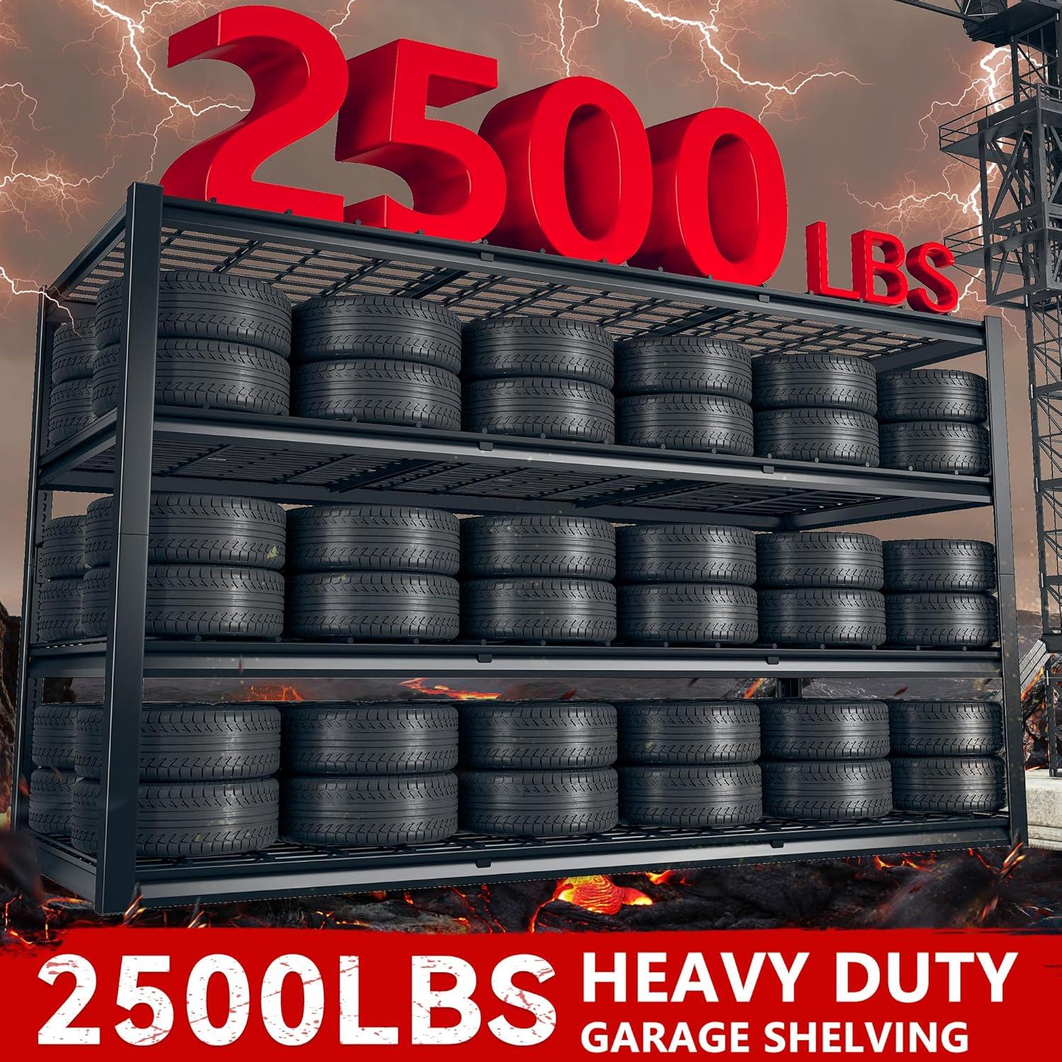 REIBII 84“H Garage Shelving Heavy Duty Storage Shelves 3500 LBS Adjustable Metal Shelving Uints and Storage for Garage,Warehouse,School,Commercial,Business, 60 "W x 24 "D x 84 "H