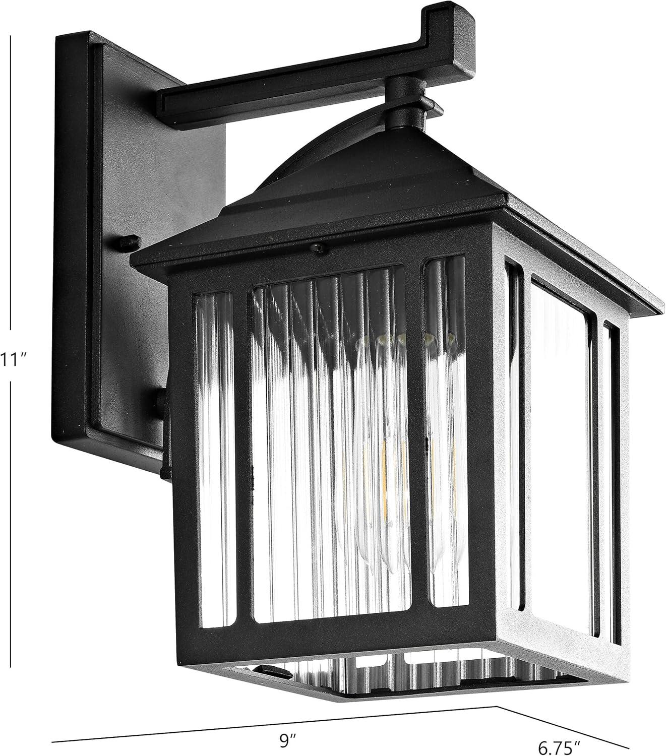 Ranzi Outdoor Wall Lantern - PLT4009 - Clear/Black - Safavieh