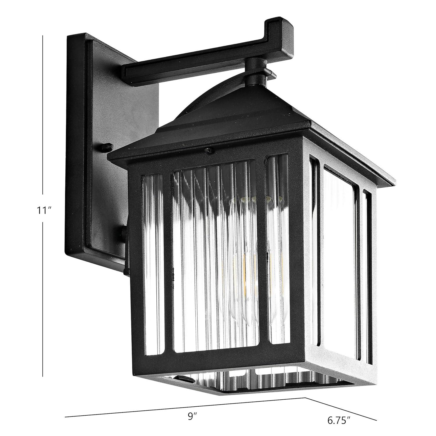 Ranzi Outdoor Wall Lantern - PLT4009 - Clear/Black - Safavieh