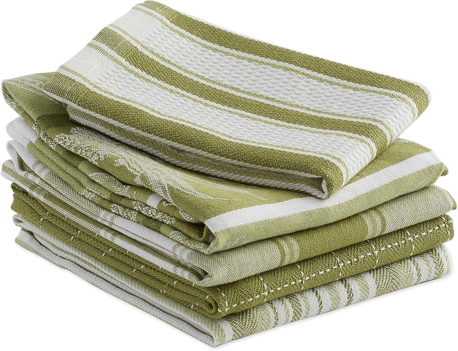 Parsley Green Cotton Kitchen Dishtowel Set of 5