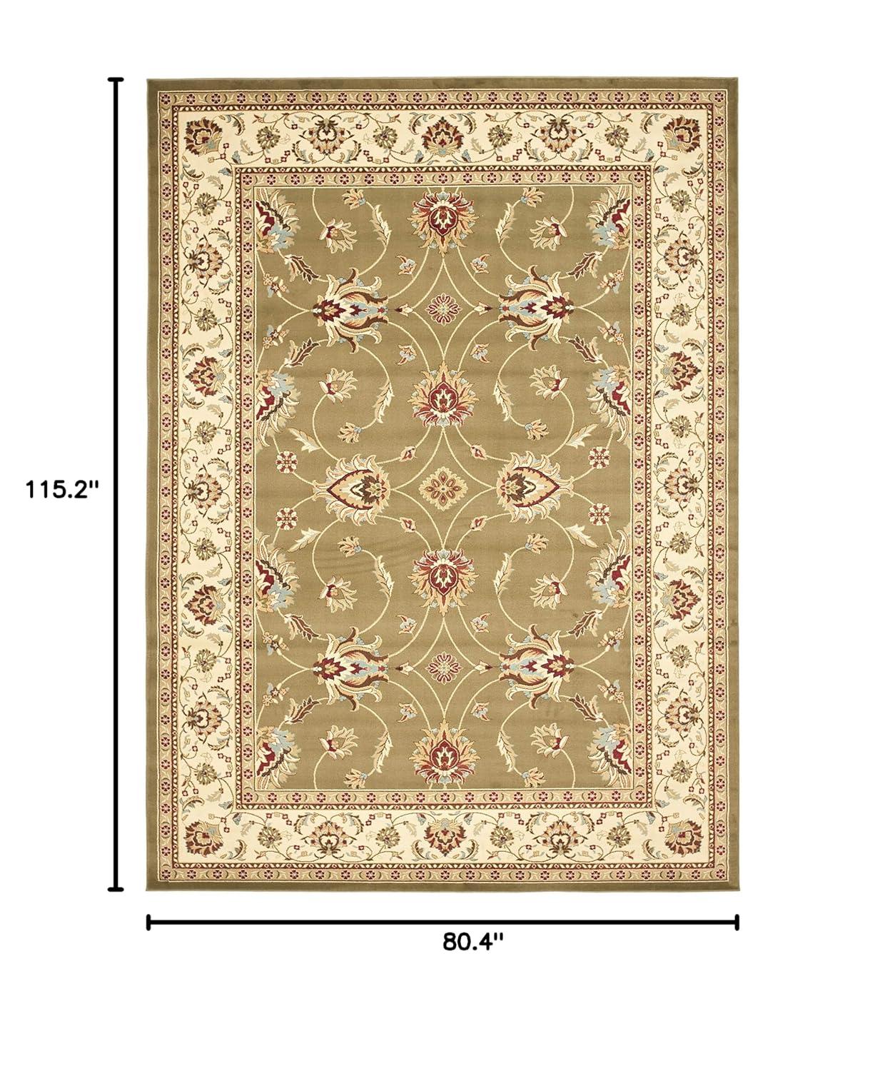 Lyndhurst LNH553 Power Loomed Area Rug - Green/Ivory - 6'7"x9'6" - Safavieh