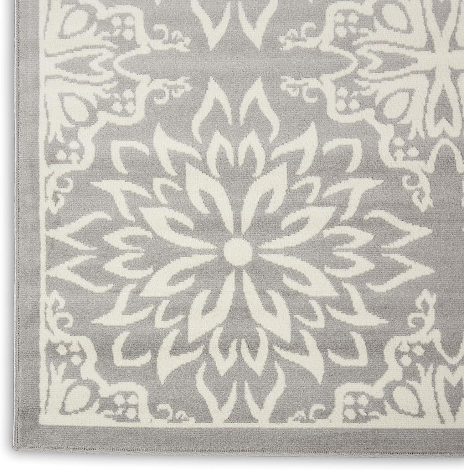 Nourison Jubilant Geometric Floral Ivory/Grey 7' x 10' Area Rug, (7' x 10')