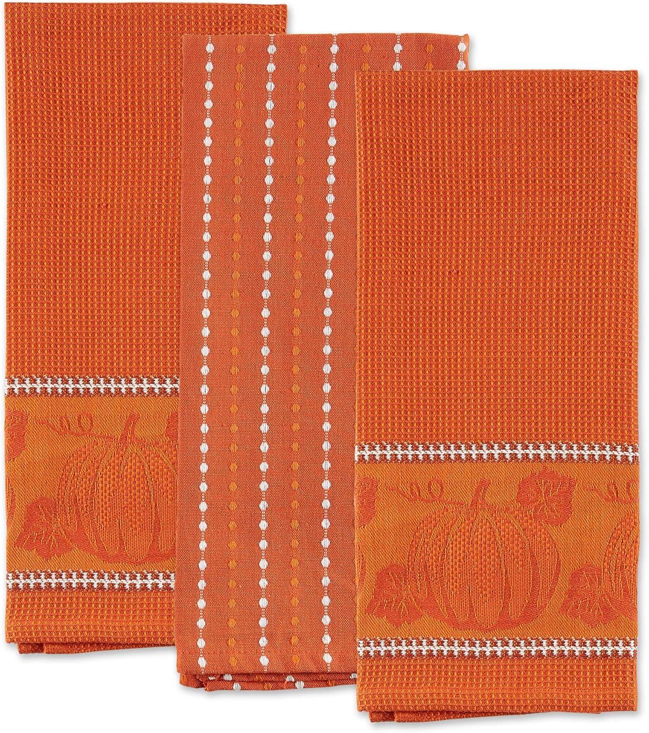 Burnt Orange Harvest Embellished Dishtowel Set/3