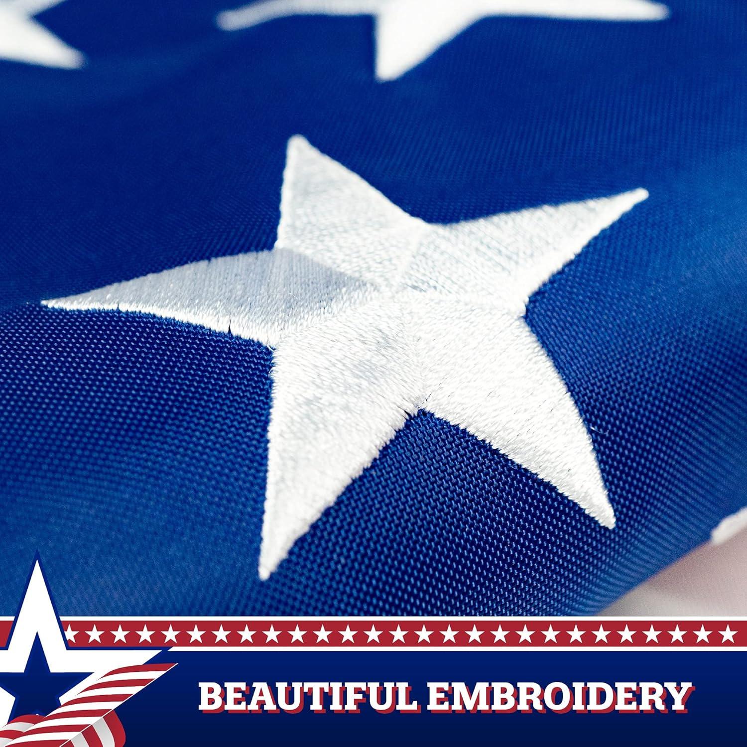 Patriotic American Flag Bunting with Embroidered Stars