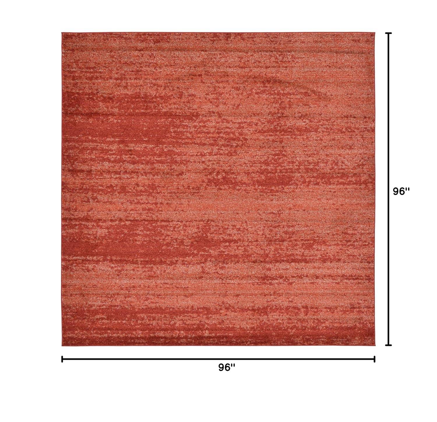 Unique Loom Lucille Del Mar 8 x 8 (ft) Loomed Polypropylene Terracotta/Red Square Indoor Distressed/Overdyed Area rug