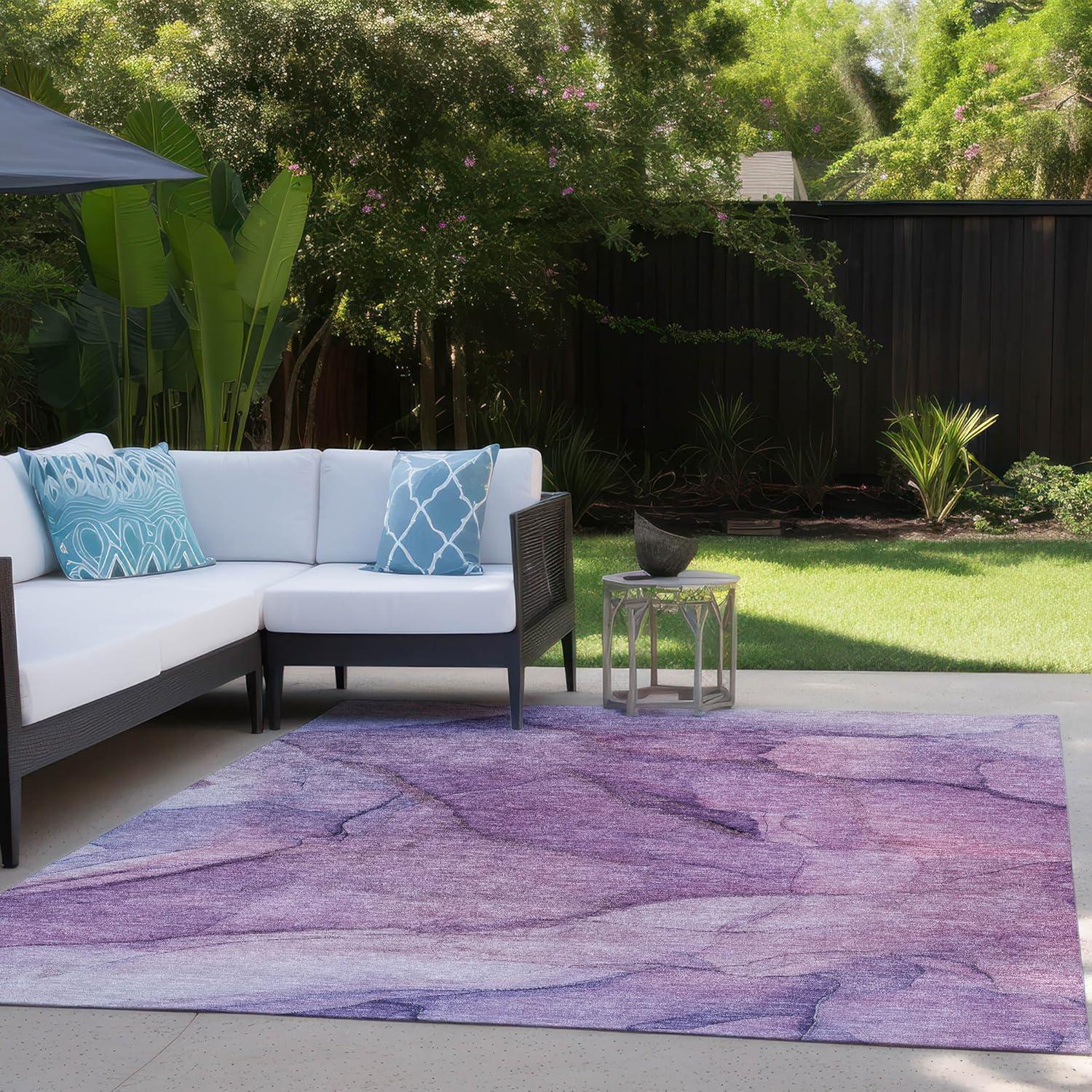 Purple 9' x 12' Stain-Resistant Synthetic Area Rug