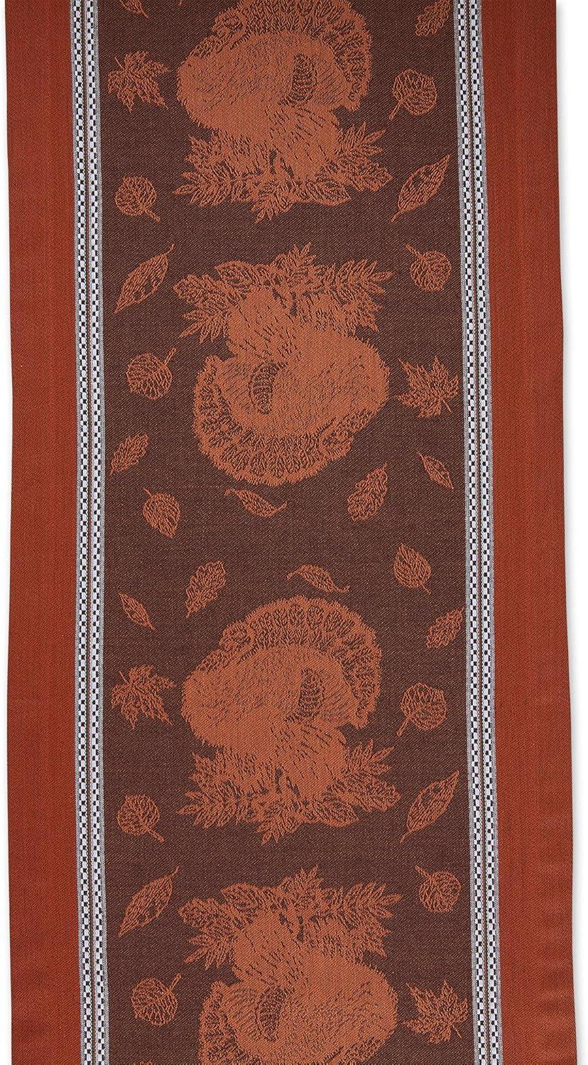 Contemporary Home Living 14" x 72" Orange and Brown Fall Harvest Feast Jacquard Rectangular Table