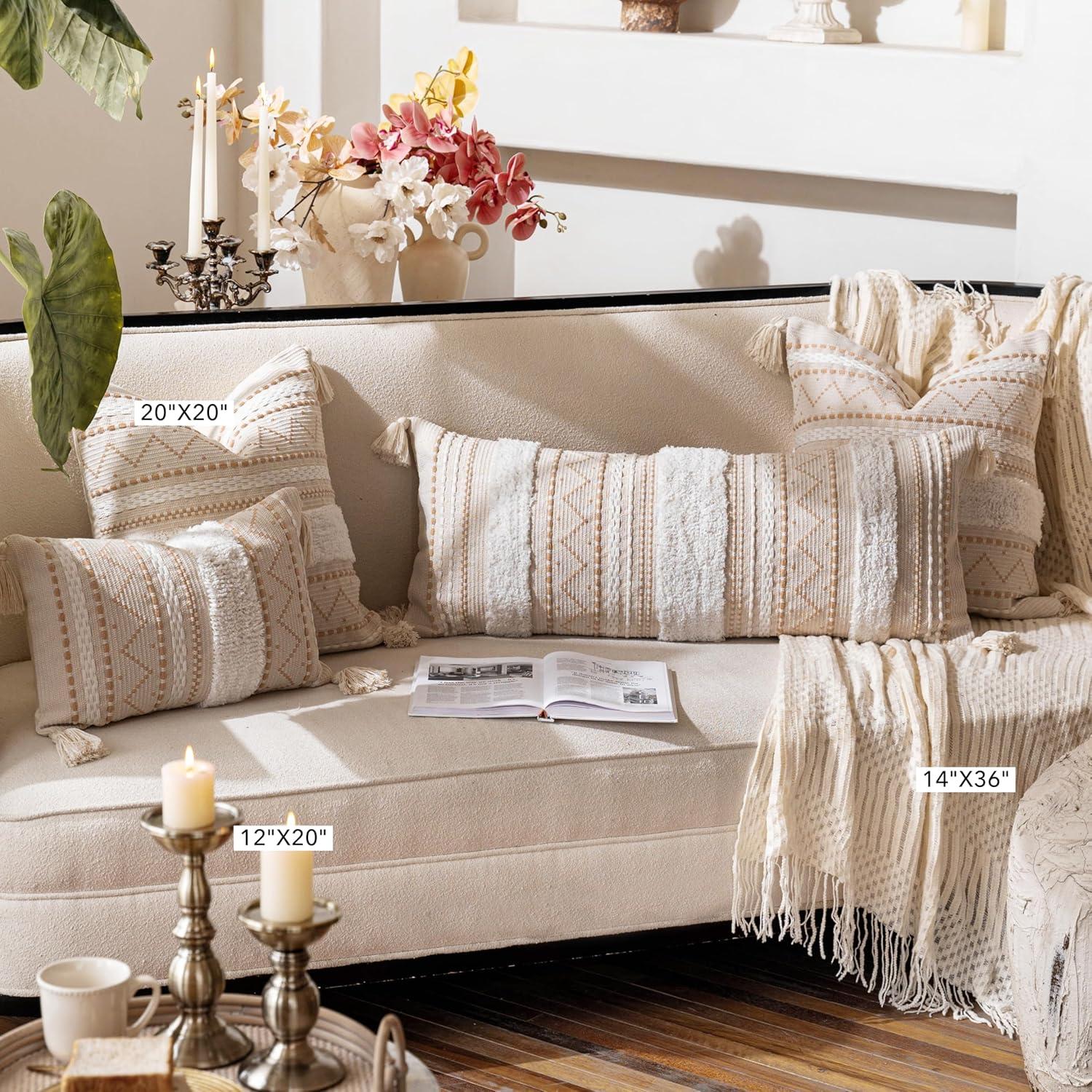 POFIMP 14X36 Rectangle Bohemian Style Pillow Cover For Sofa Living Room Decoration (1 Pack)