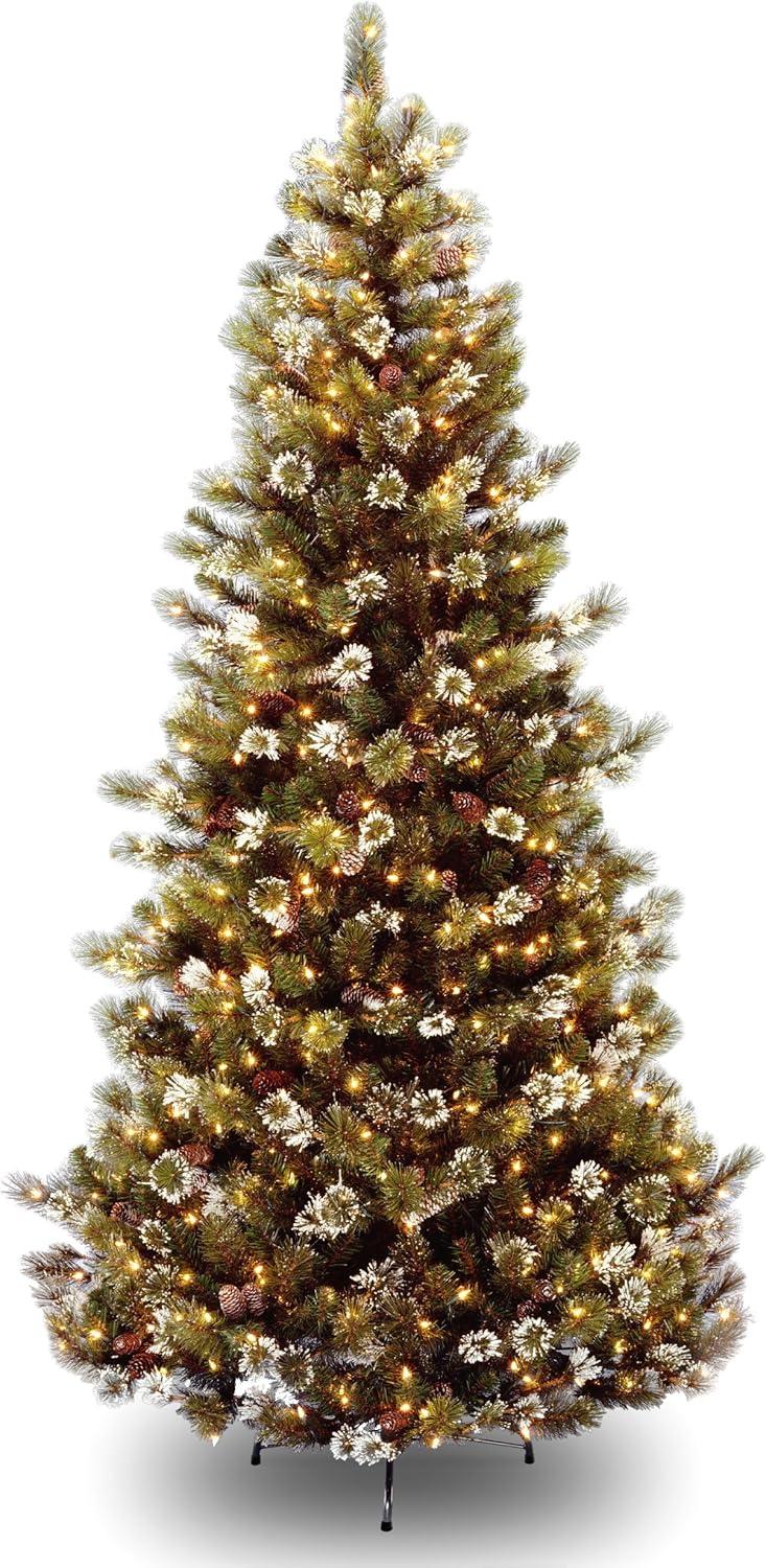 National Tree Company 7.5 ft. Glittery Pine Slim Tree with Clear Lights