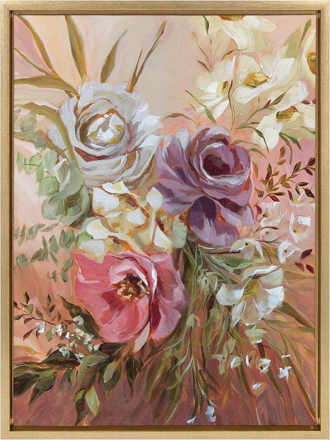 18" x 24" Sylvie Rose Bouquet Framed Canvas by Annie Quigley - Kate & Laurel All Things Decor