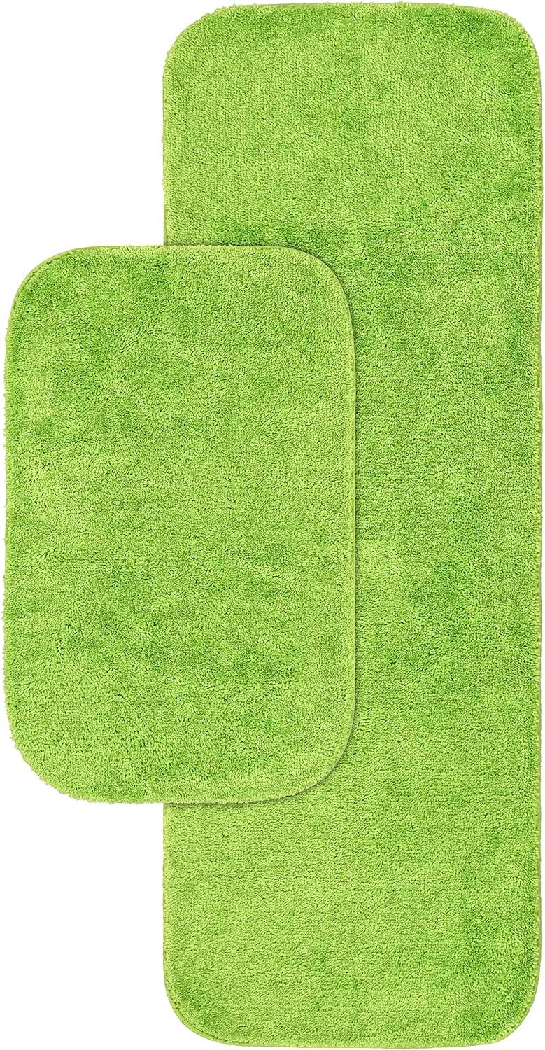 2pc Traditional Nylon Washable Bathroom Rug Set Lime - Garland Rug: Machine Made, Tufted, Latex Backing