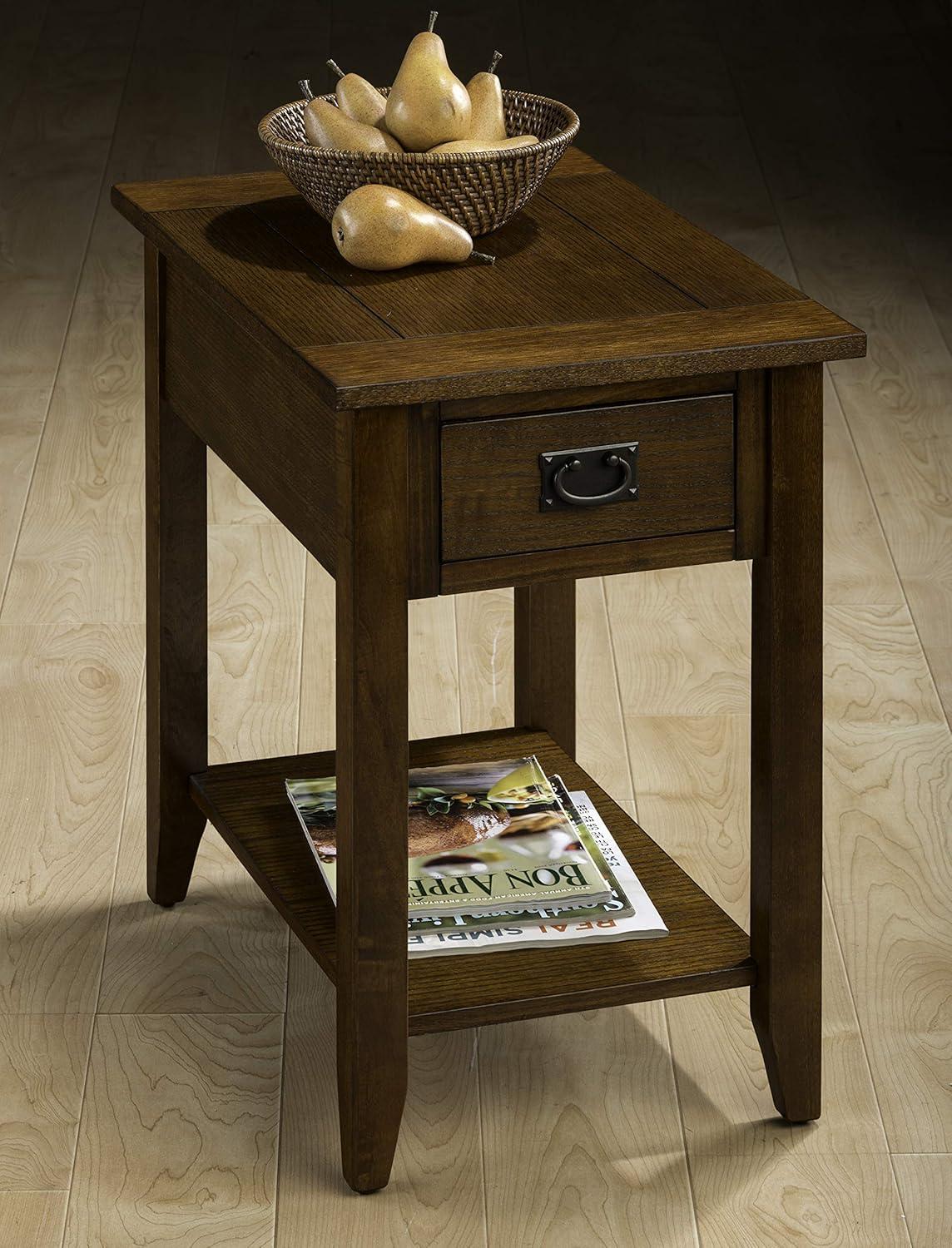 Mission Oak Rectangular Chairside End Table with Storage