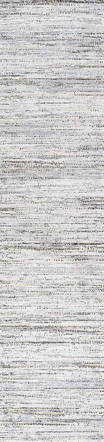 Modern Strie' Gray and Black Synthetic Kids Area Rug