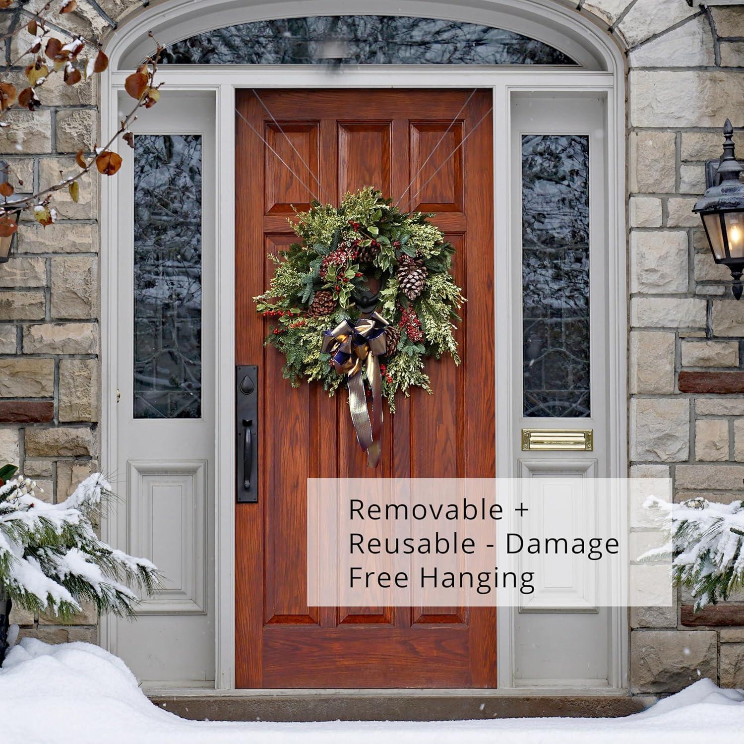 Wreath Hangers for Front Door (White - 1 Pack) - Damage Free Hanging - ZIPNHANG: Adjustable Door Hanger. Christmas Wreath & Decor Hanger for Front Door. Hooks for Hanging on Glass Doors, Screen Doors