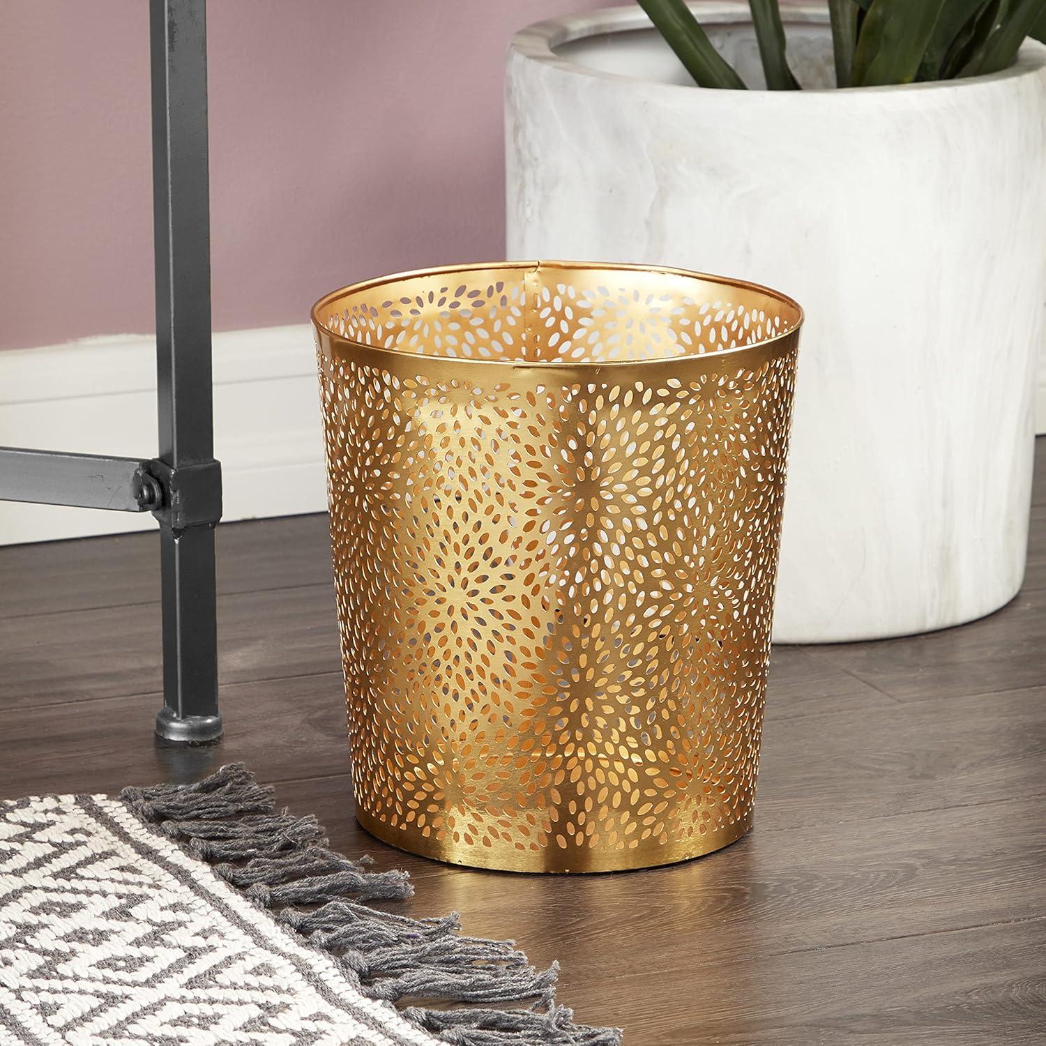 CosmoLiving by Cosmopolitan Modern Perforated Design Round Metal Waste Basket