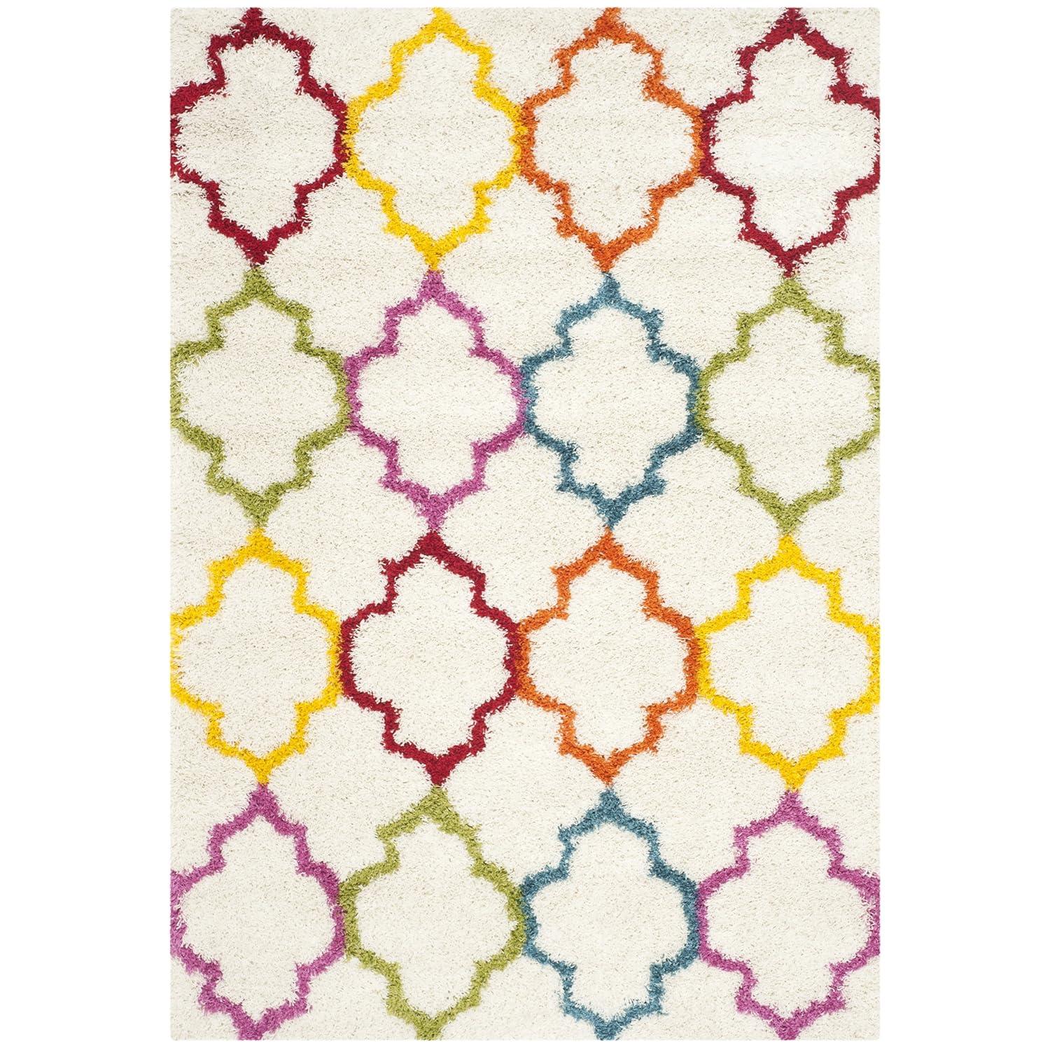 Shag Kids SGK569 Power Loomed Area Rug - Ivory/Multi - 5'3"x7'6" - Safavieh.