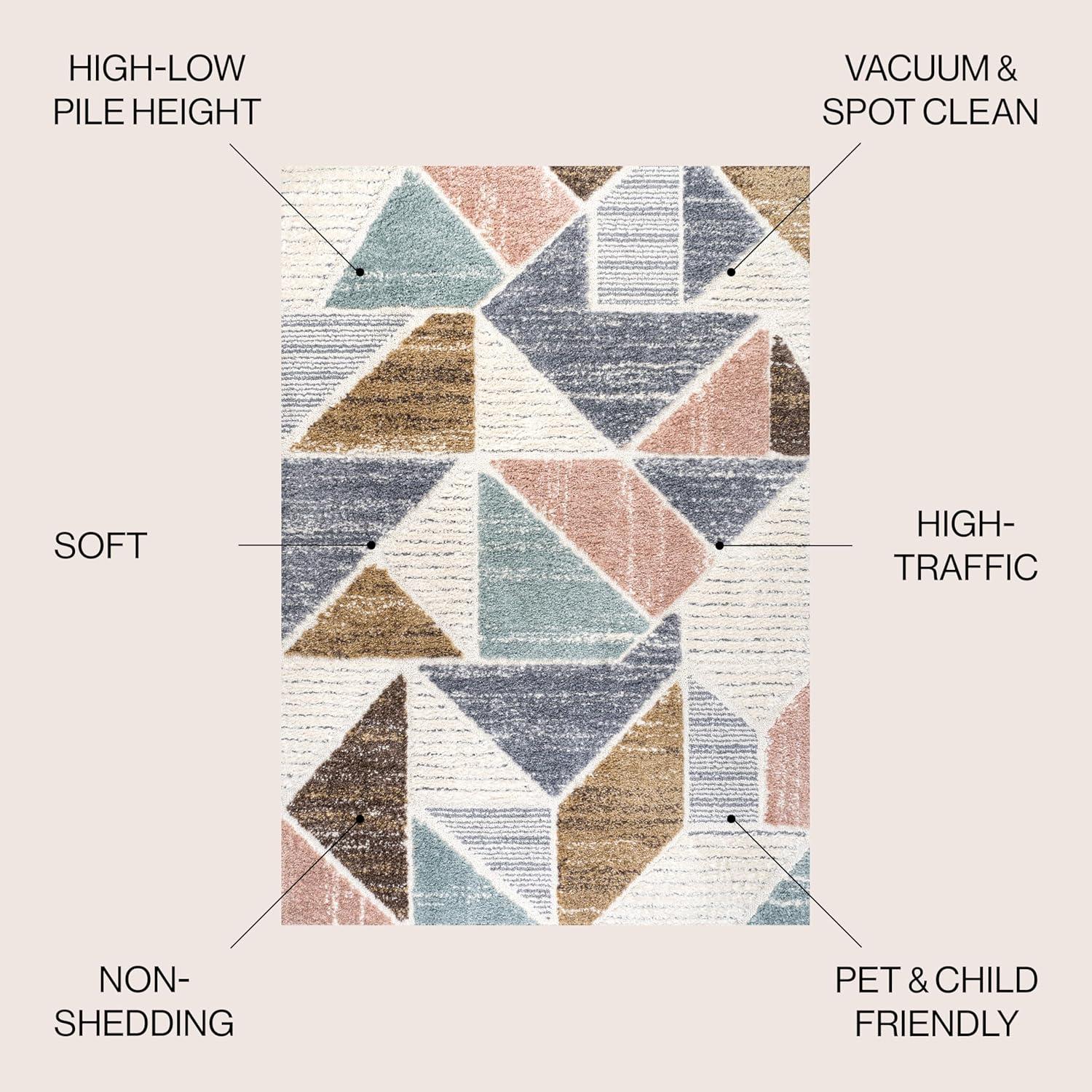 3' x 5' Aileen Geometric Scandi Colorblock Carved Area Rug, Cream - JONATHAN Y