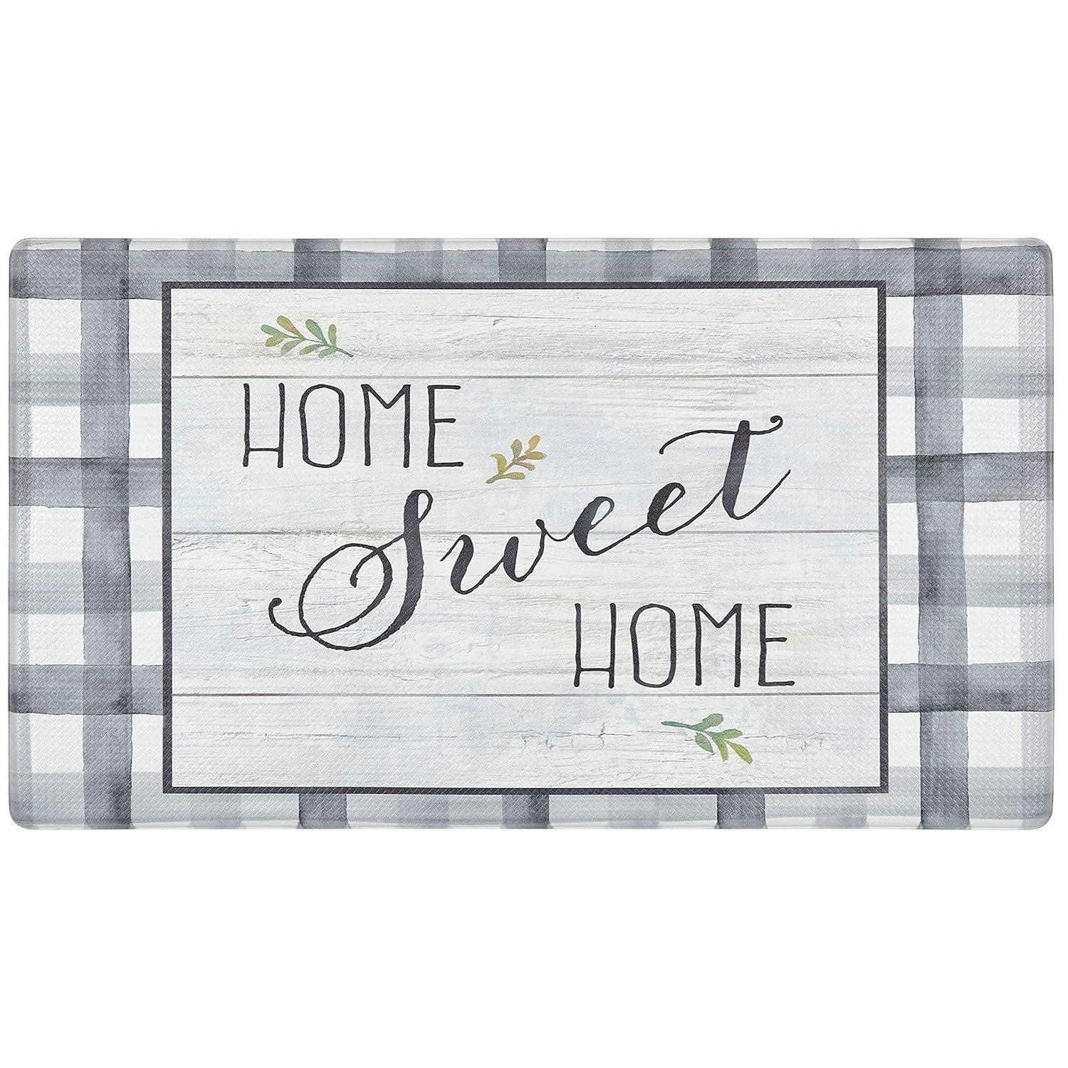 SoHome Cozy Living Home Sweet Home Farmhouse Buffalo Check Border Anti-Fatigue Mat
