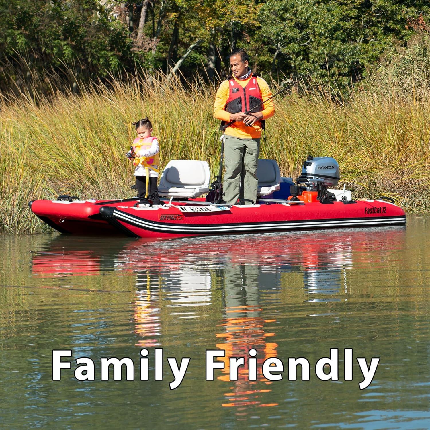 Sea Eagle FastCat12 Red Inflatable Catamaran Boat