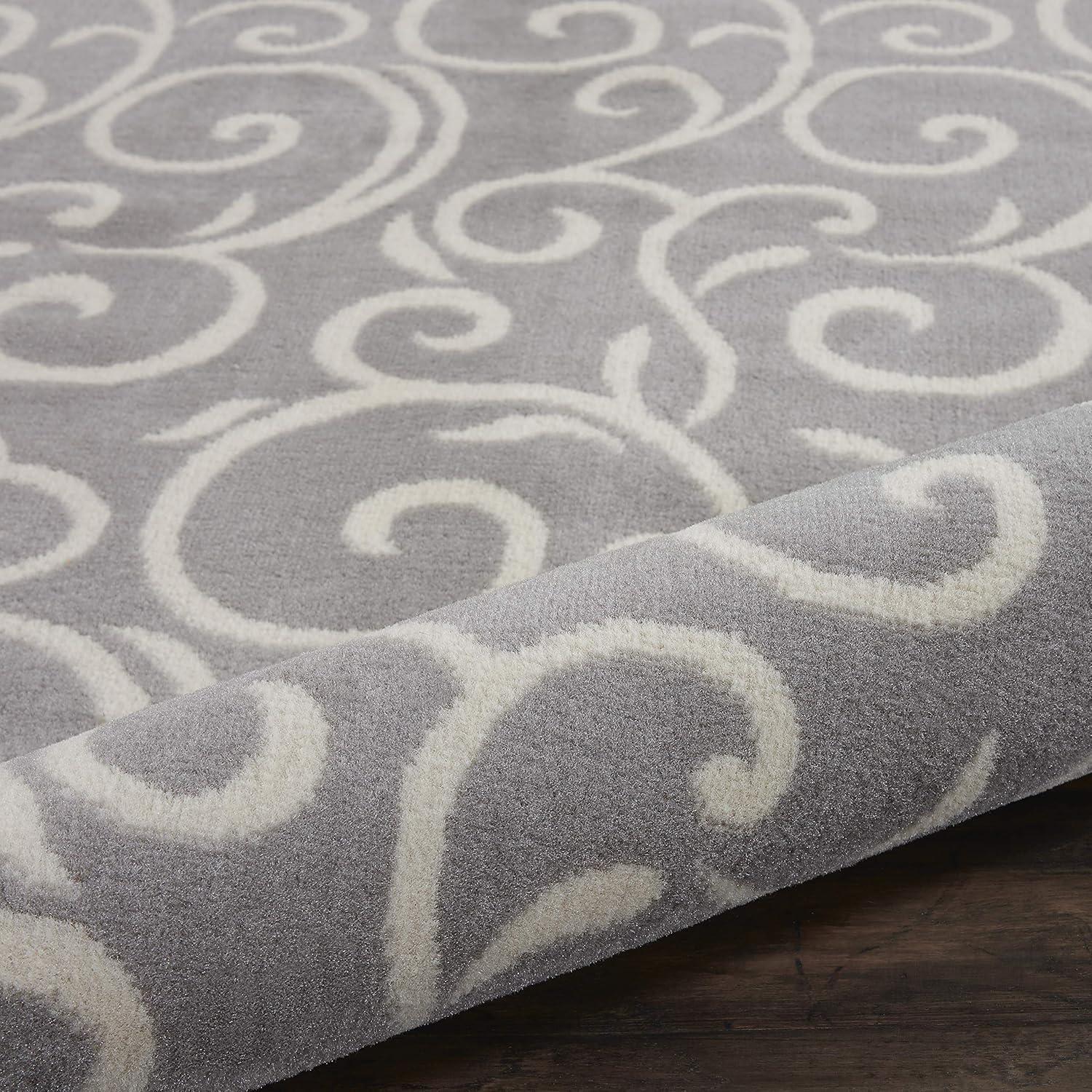 Nourison Grafix 3'9" x 5'9" (4' x 6') Grey Area Rug Bohemian Contemporary Botanical by Nourison