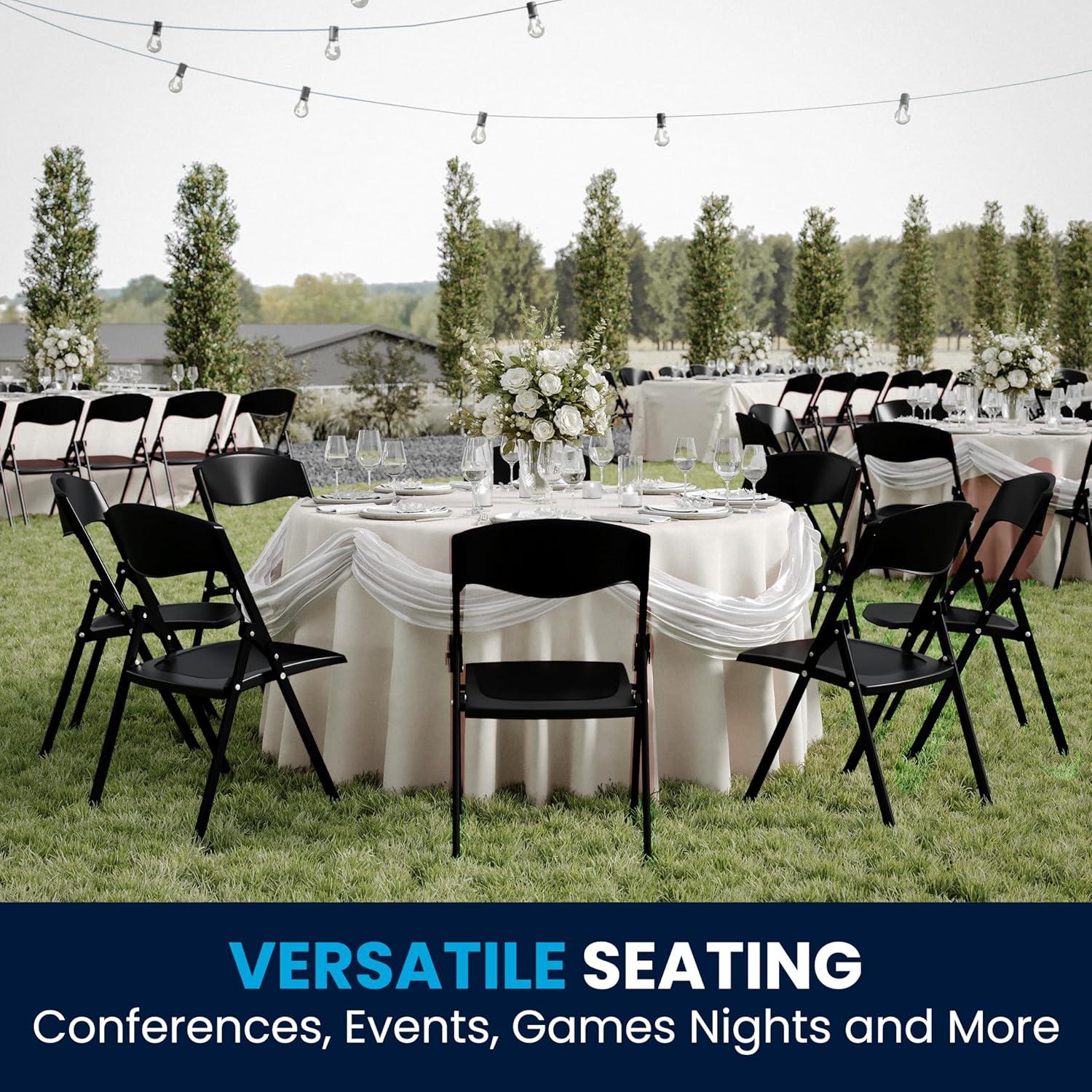 Flash Furniture 2 Pack HERCULES Series 500 lb. Capacity Heavy Duty Black Plastic Folding Chair with Built-in Ganging Brackets