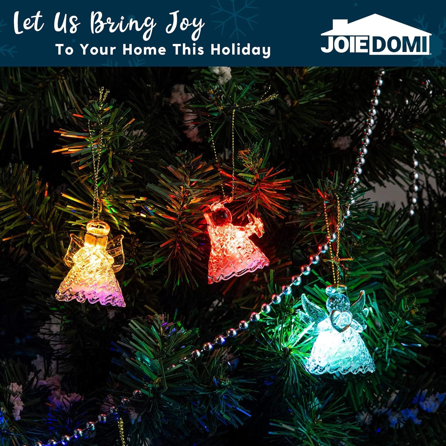 JOYFY 12pcs LED Spun Glass Angel Christmas Ornaments