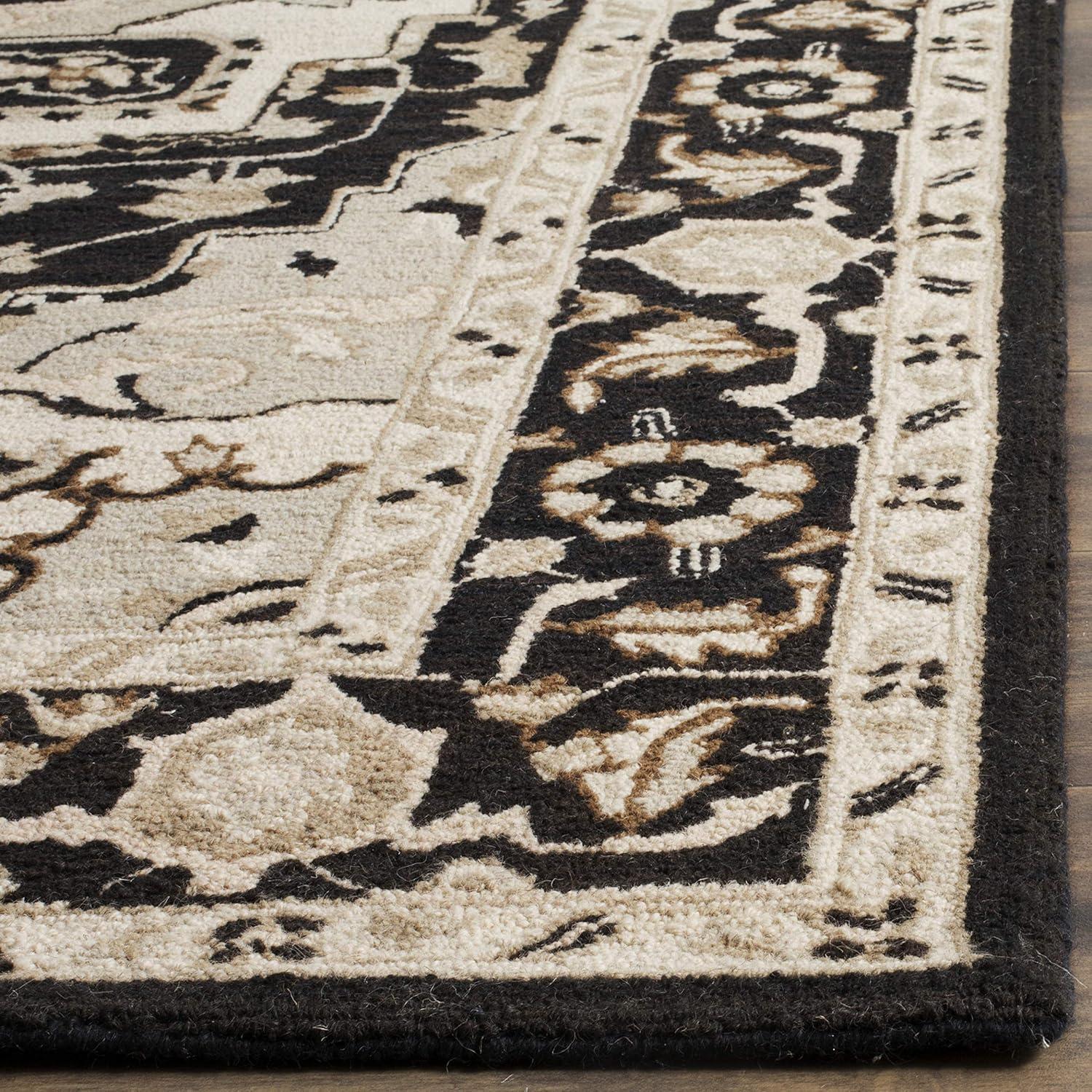 Chelsea HK709 Hand Hooked Area Rug - Black/Natural - 3'9"x5'9" - Safavieh.