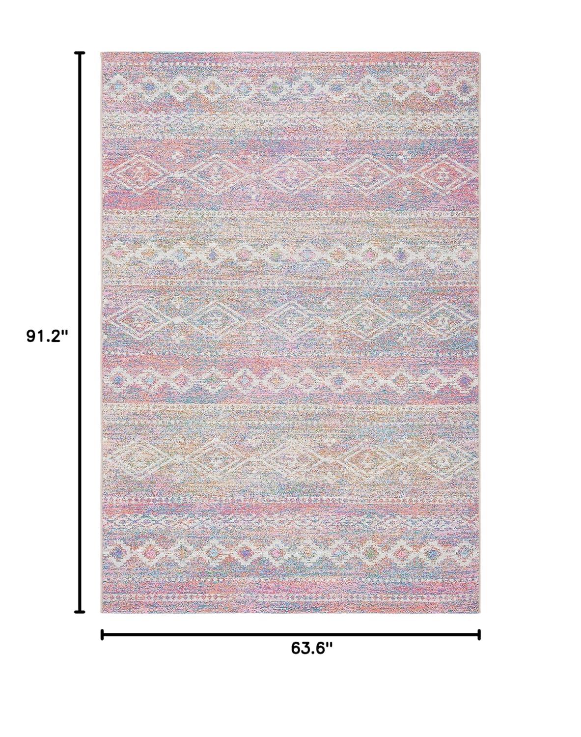 Summer SMR498 Power Loomed Indoor and Outdoor Area Rug - Ivory/Pink - 5'3"x7'6" - Safavieh.