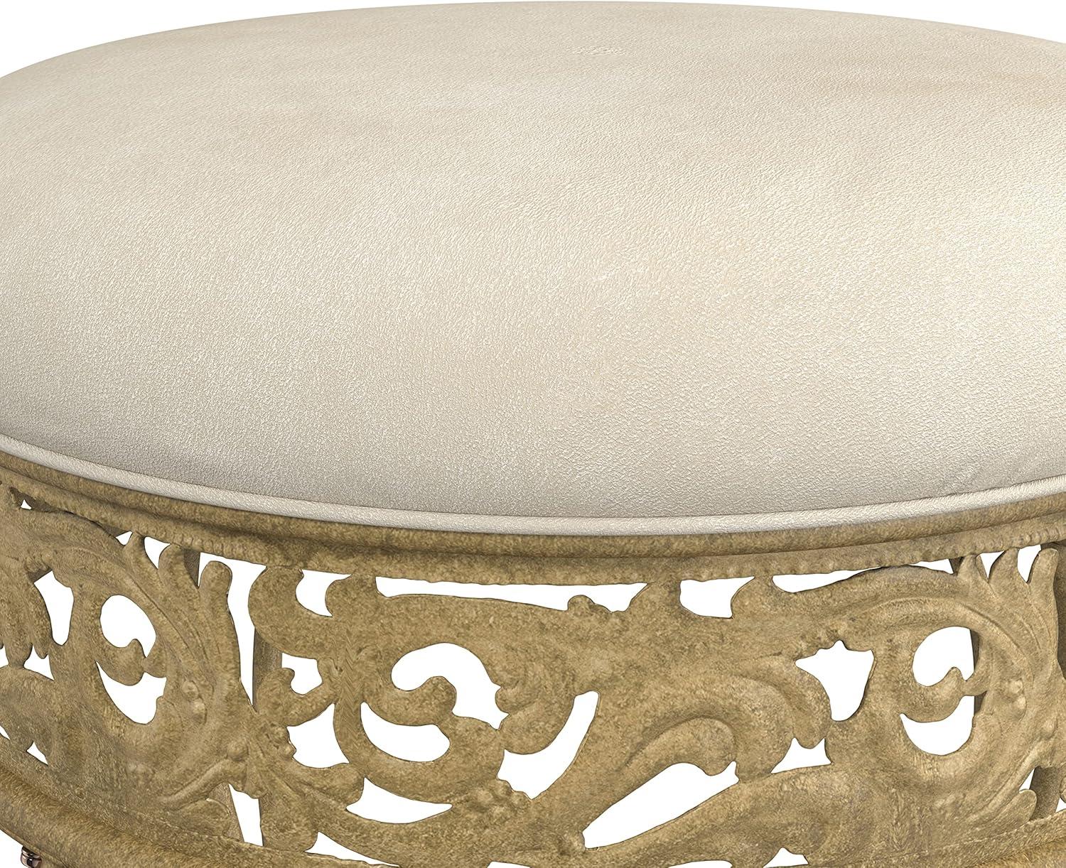 18.5" Villa III Upholstered Backless Metal Vanity Stool Beige - Hillsdale Furniture: Round Padded Seat, Makeup Bench