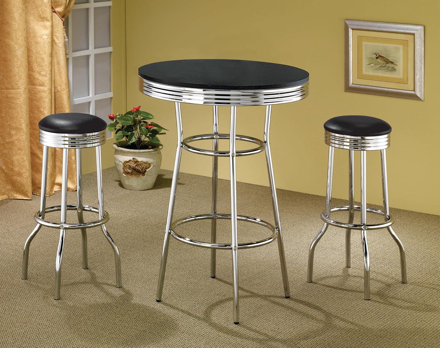 Retro 3-Piece Round 1950S Bistro Pub Bar Table Set