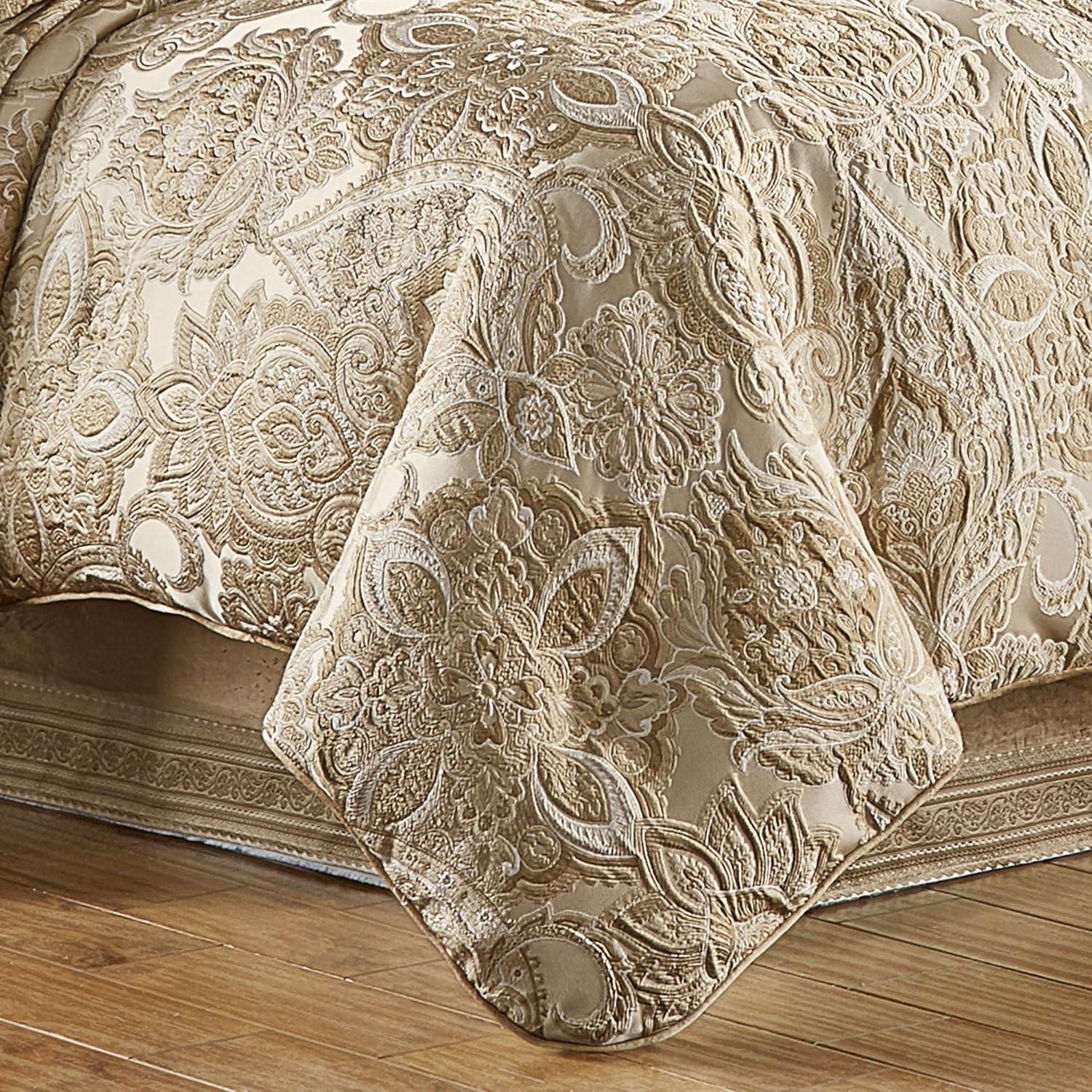 Albany Luxury Bedding | Soothing Neutral Tones of Champagne and Ivory | Jacobean Floral Inspired Damask, Medallions, and Stripes | 3 Piece Bed Set Includes Oversized Queen Bedspread & 2 Standard Shams