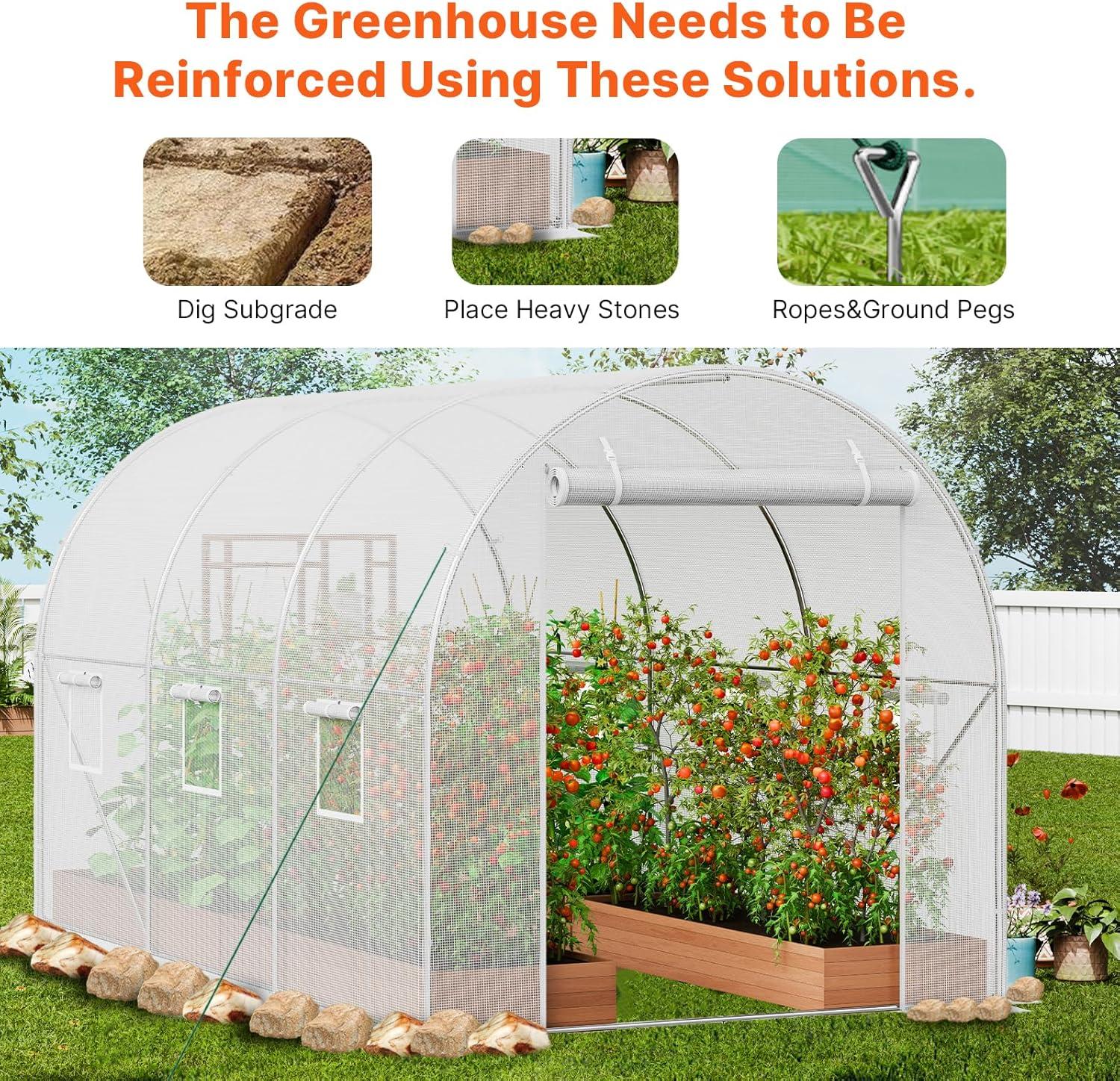 VEVOR Walk-in Tunnel Greenhouse Galvanized Frame PE Cover