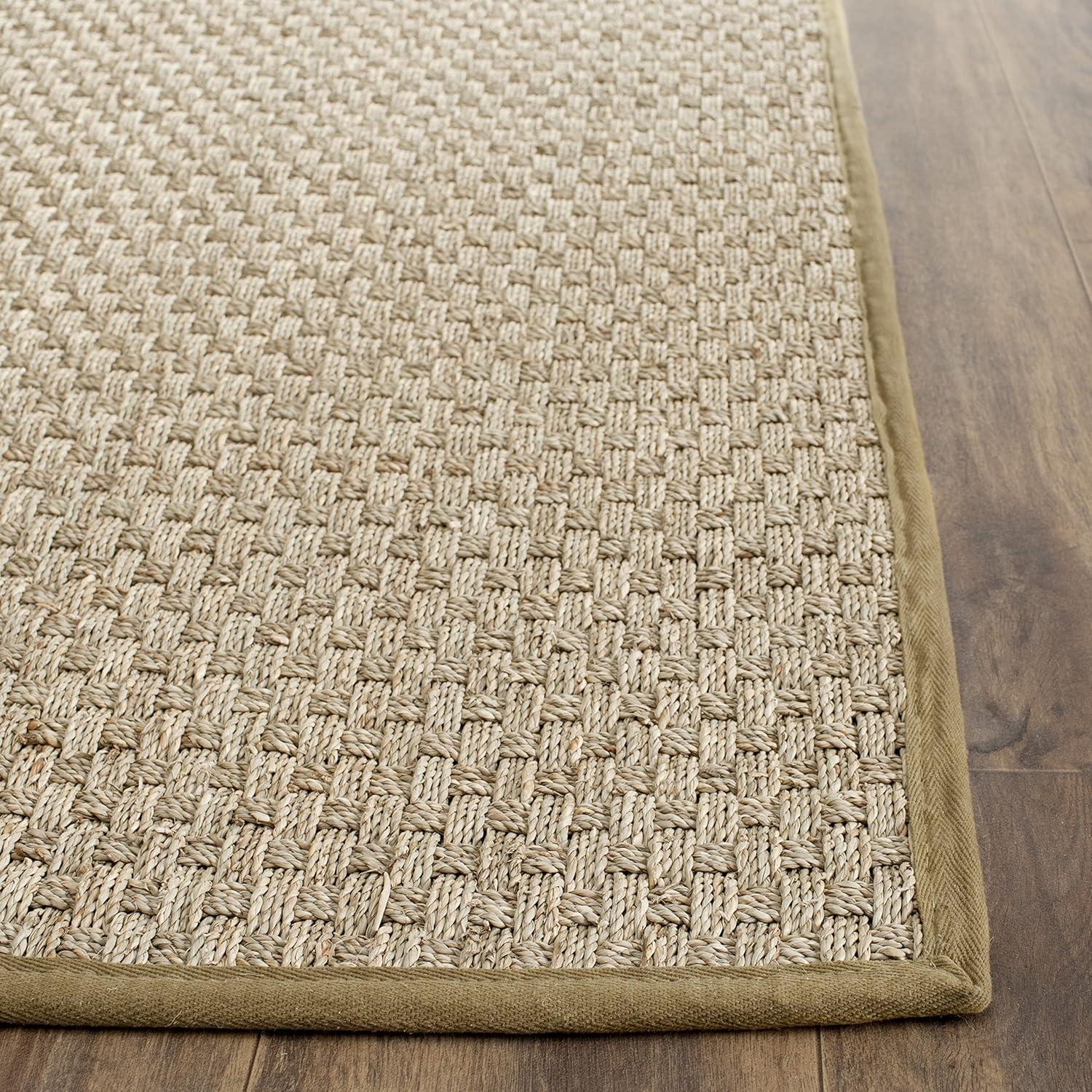 SAFAVIEH Natural Fiber Arbor Border Area Rug, Natural/Olive, 6' x 9'