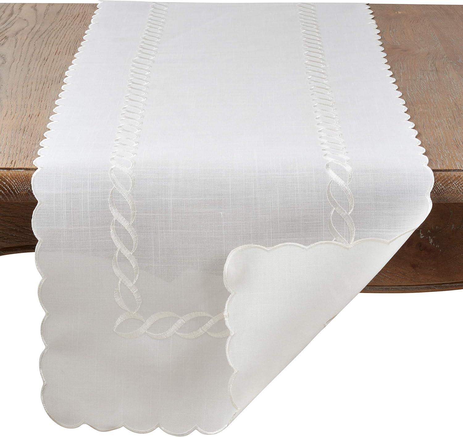 Saro Lifestyle Braided Embroidery Table Runner