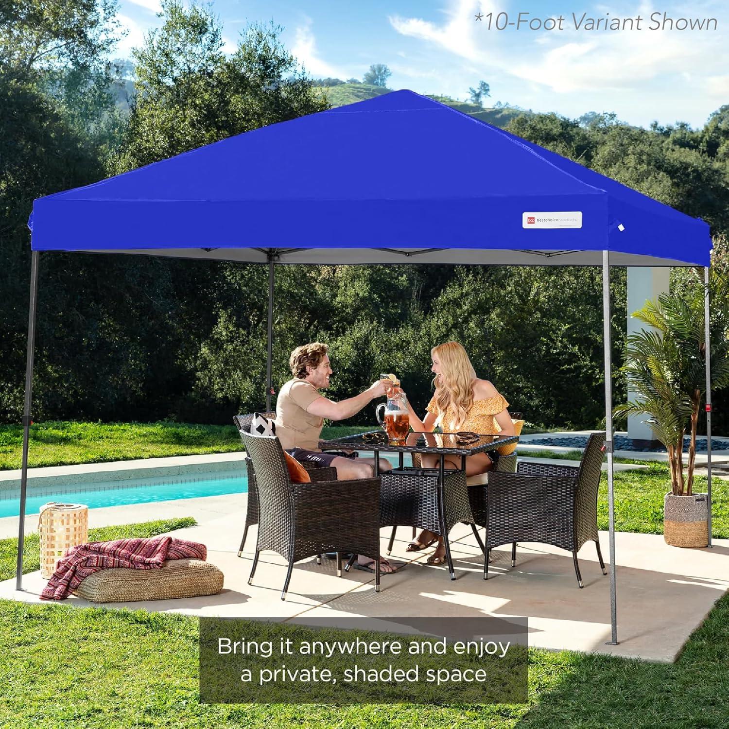 Best Choice Products 8x8ft Easy Setup Pop Up Canopy w/ 1-Button Setup, Wheeled Case, 4 Weight Bags