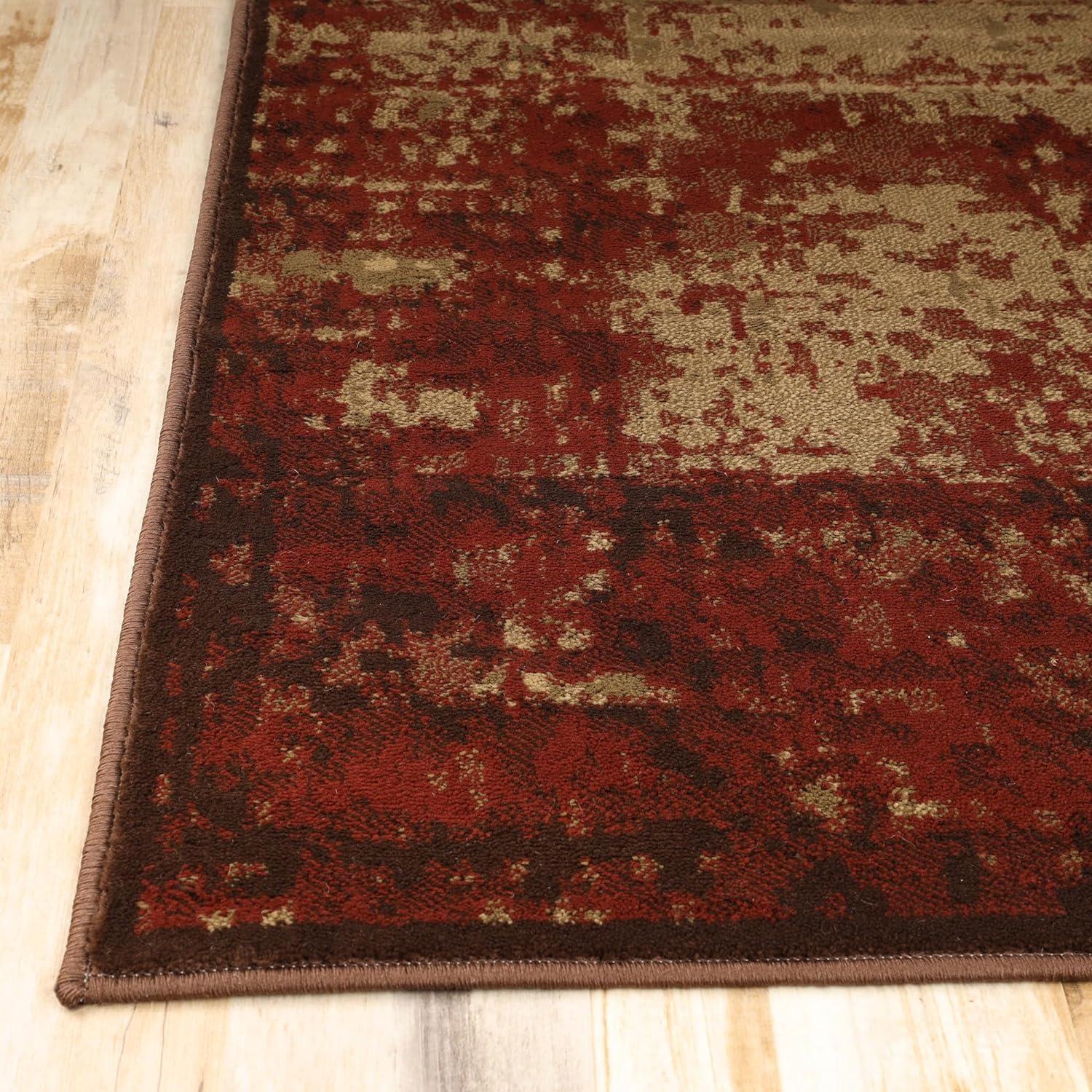 Superior Afton Acid Wash Modern Indoor Area Rug, Auburn, 4' x 6'