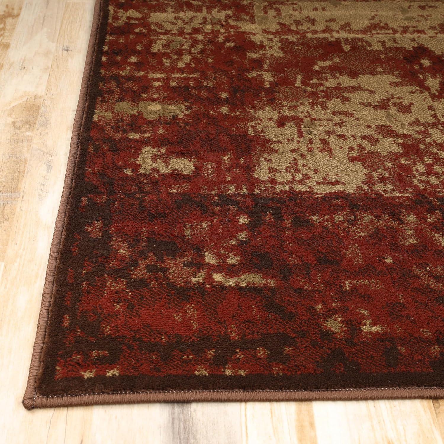 Superior Afton Acid Wash Modern Indoor Area Rug, Auburn, 4' x 6'