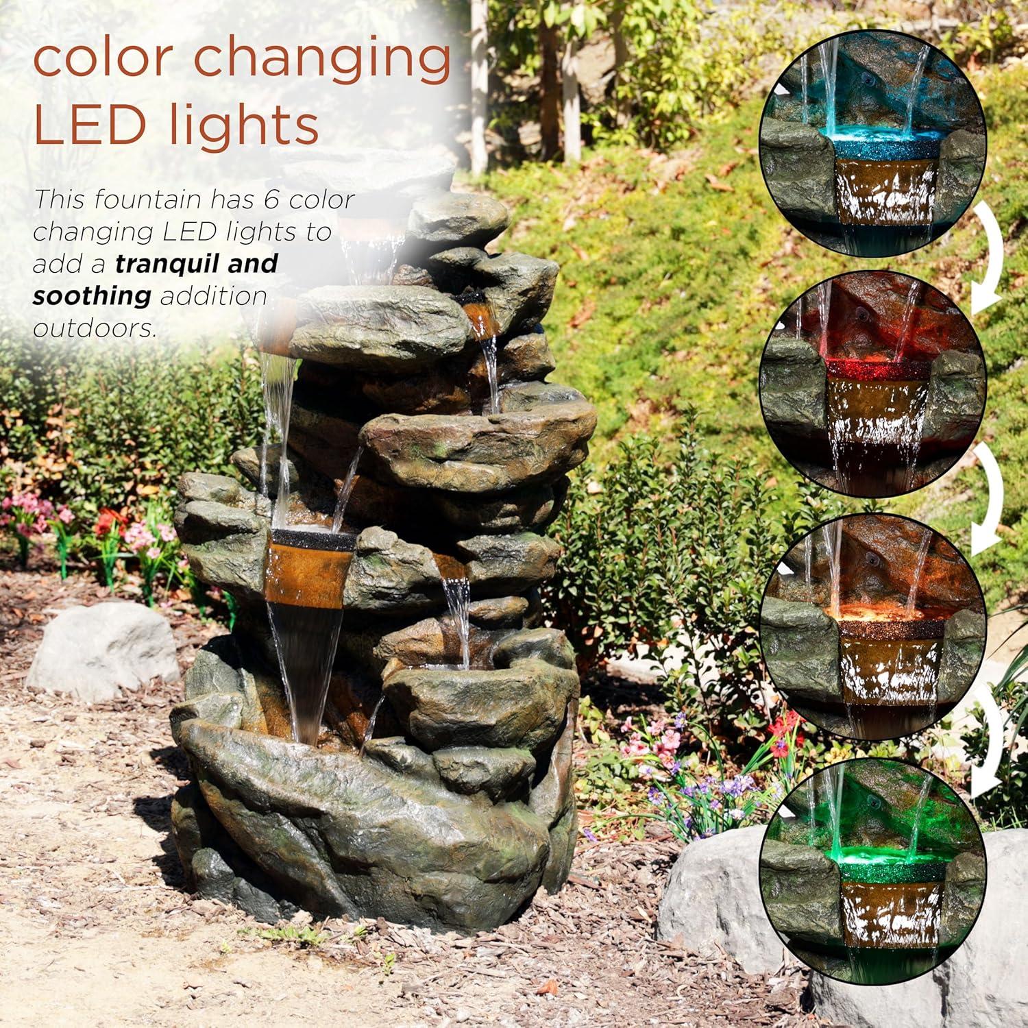 Alpine Corporation 6-Tier Amazonian Water Fountain with LED Lights